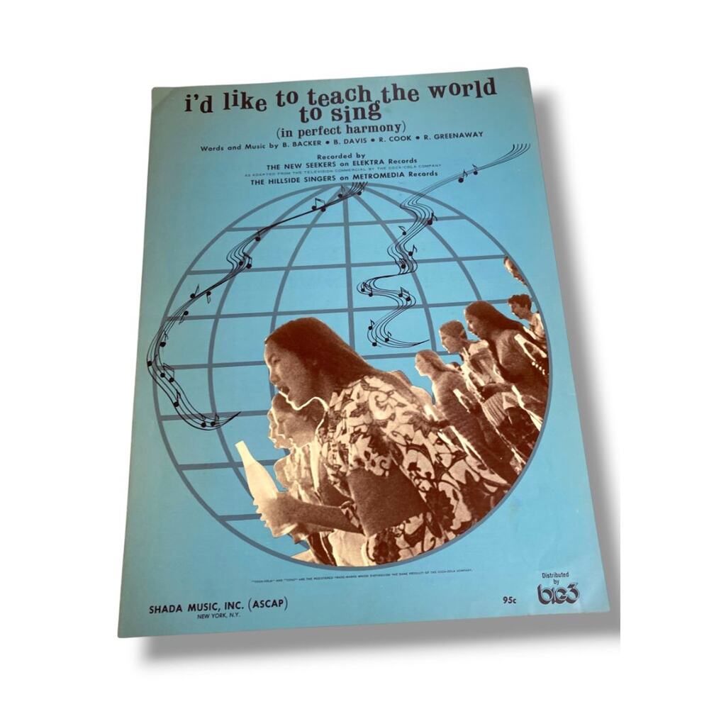 1971 I'd Like to Teach the Word to Sing Sheet Music Backer Davis Cook Shada